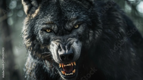 Werewolf monster snarling with mythic creature fierceness and fantasy teeth aggression
