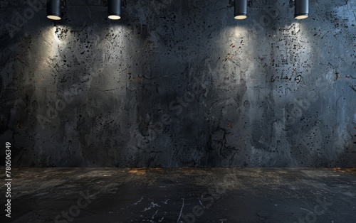 Background. Grunge wall in dark abandoned room