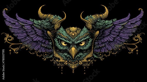 darkness with a harpy-themed monster head, featuring a sinister color scheme for a gothic fantasy photo