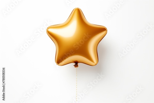 Golden star balloon on white background