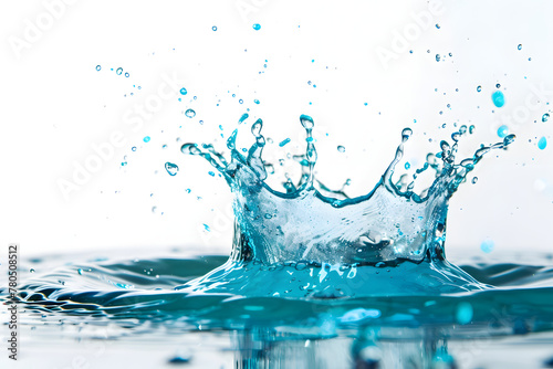 high speed photography blue water splash in white background