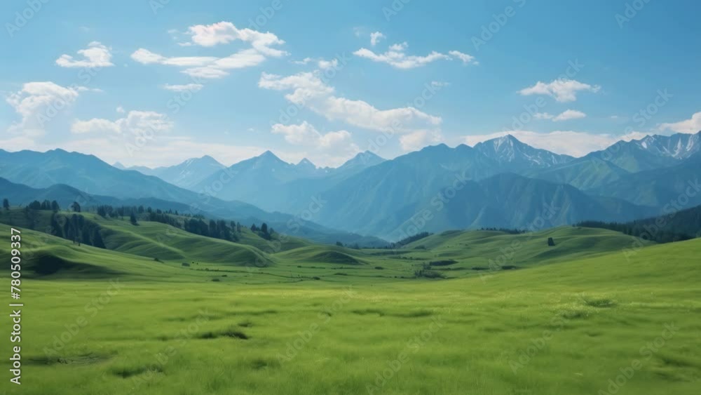 A vast, open field with mountains in the background A vast, open field with mountains in the background