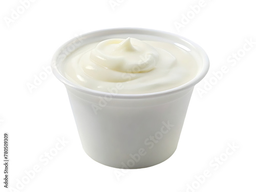 yogurt in bowl isolated on white background