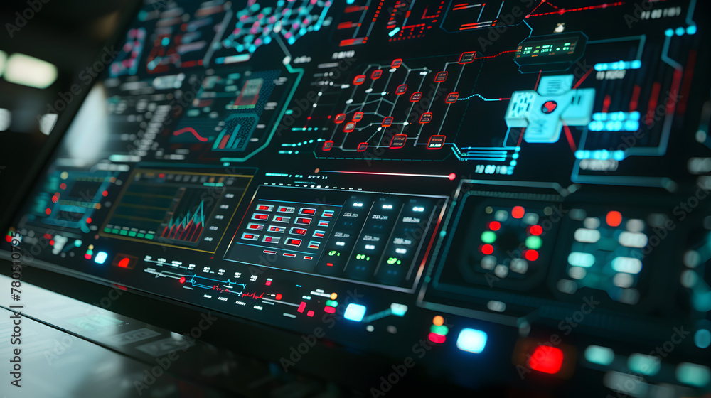 high tech computer with map of power grid risk indicator