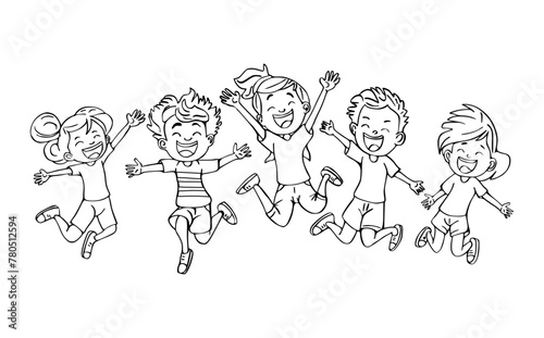  Happy Kids Jumping in the Park Coloring Book