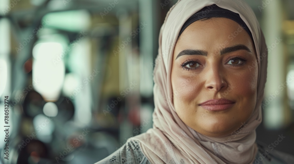 A woman with a hijab looking directly at the camera with a gentle expression set against a blurred background that suggests an indoor setting. A woman with a hijab looking directly at the camera with a gentle expression set against a blurred background that suggests an indoor setting.