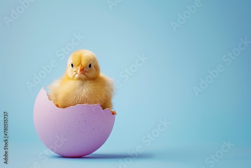 Beginning of Spring: Adorable Chick Hatching from Easter Egg - Generative AI