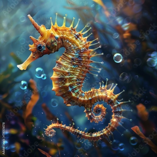 Seahorses gracefully navigate the waters, their unique shapes and delicate movements adding an enchanting touch to the underwater world.