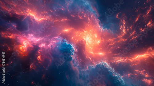 science fiction space wallpaper where dazzling bursts of light swirling cosmic clouds and majestic celestial bodies create an atmosphere of wonder and adventure © Rona_65