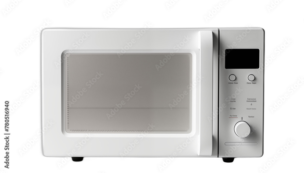 Modern and sleek white microwave oven isolated on a white background 3D rendering Modern and sleek white microwave oven isolated on a white background 3D rendering