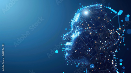 Artificial intelligence concept for machine learning and advanced technology with edge computing in blue