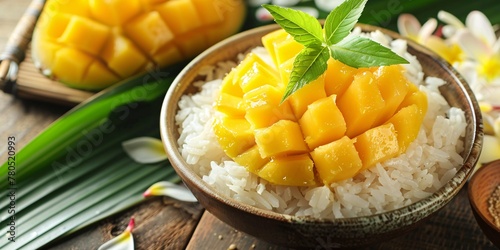 Thai delicacy made with mango and glutinous rice.
