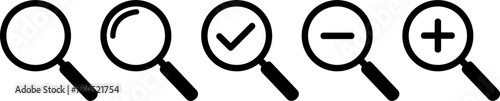 Magnifying glass icon set. magnifier or loupe sign isolated on transparent background, Search symbol. Vector illustration.