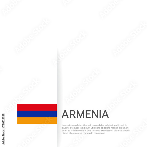 Armenia flag background. State patriotic armenian banner, cover. Document template with armenia flag on white background. National poster. Business booklet. Vector illustration, simple design