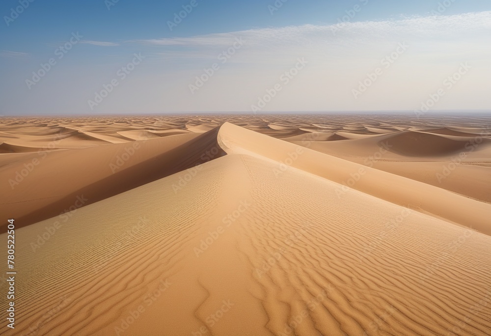 Aerial Landscape of a Beautiful Desert with Infinite Horizon