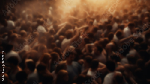 crowd, crush, mass brawl, top view abstract blurred background group of people, fictional graphics