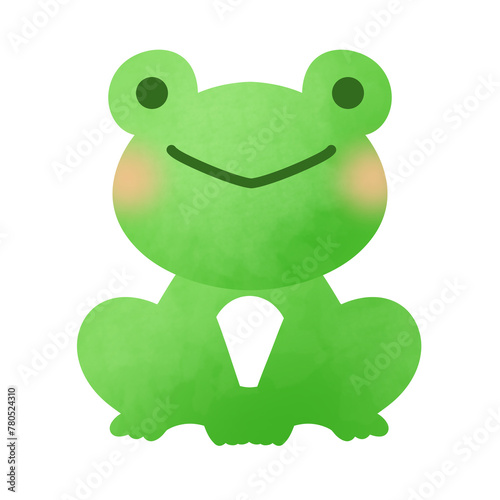 笑顔の可愛い緑色のカエルのイラスト