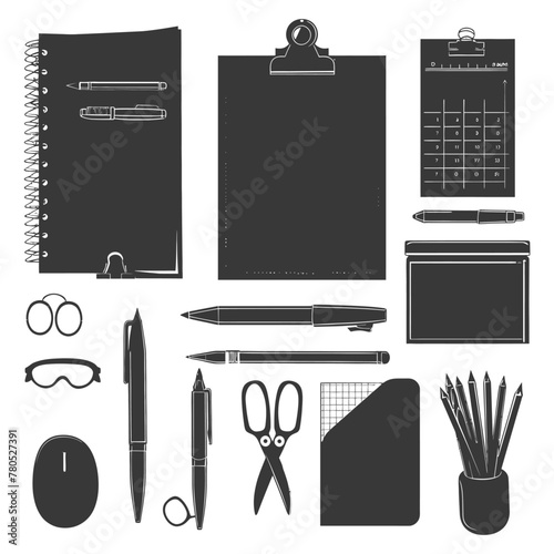 Silhouette office supplies black color only