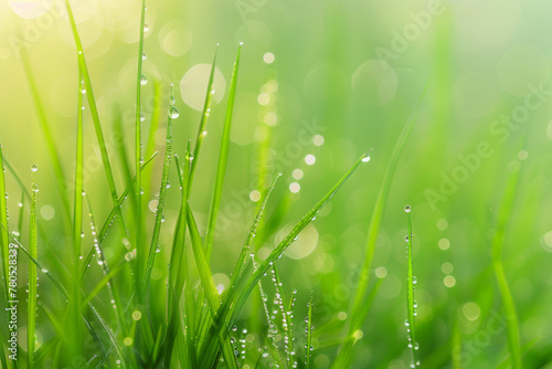 Grass with dew drops - Generative AI