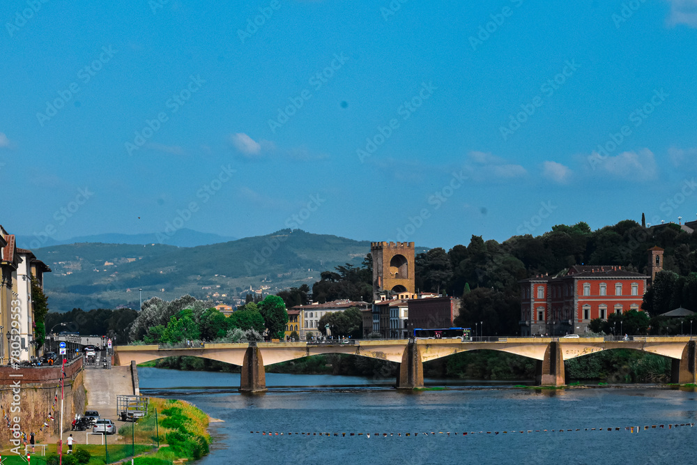Naklejka premium River in Florence and city view 