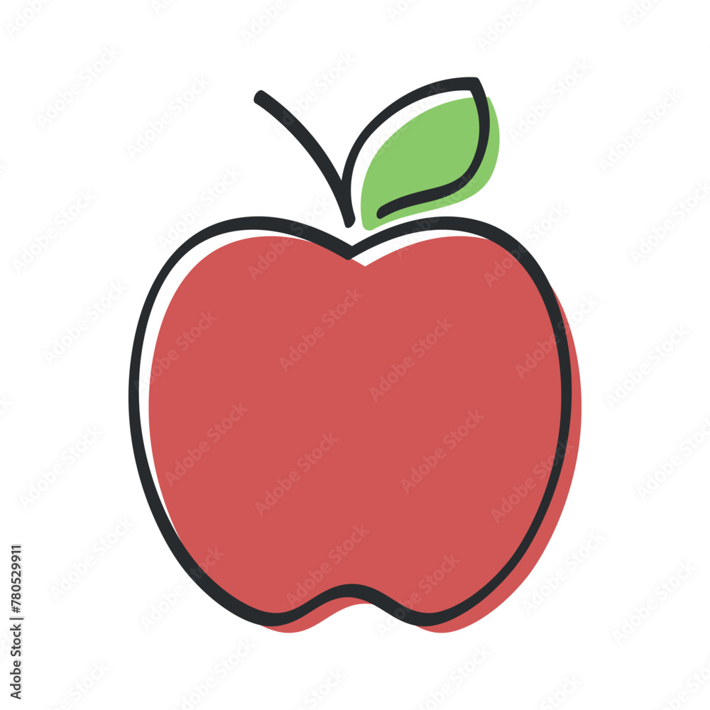 Apple Doodle Style With Offset Colours Apple Doodle Style With Offset Colours