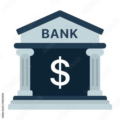 Bank Building Flat Style