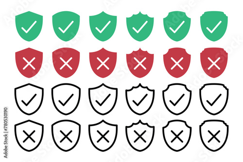 Big Set Shields Check And Cross