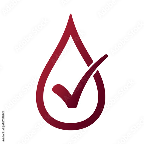 Blood Droplet With Checkmark Outline