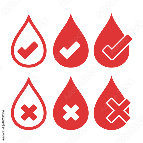 Blood Droplets With Checks And Crosses