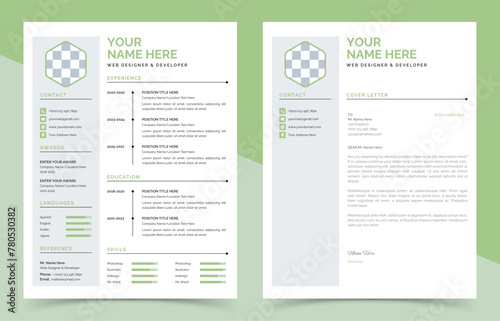 Creative professional CV resume template design with nice typography design, vector minimalist.