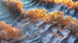Birch Bliss: Extreme macro shot captures the delicate 3D-rendered juniper leaves in calming waves.