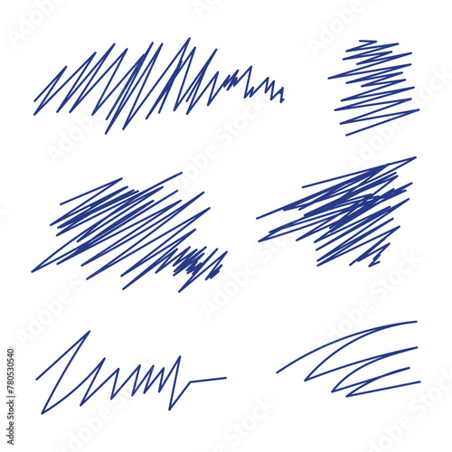 Blue Ink Scribbles Set