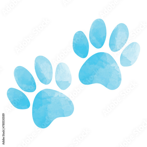 Blue Watercolour Pawprints