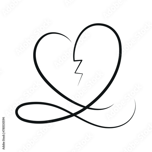 Tableau sur toile Broken Heart Calligraphy Curly Style