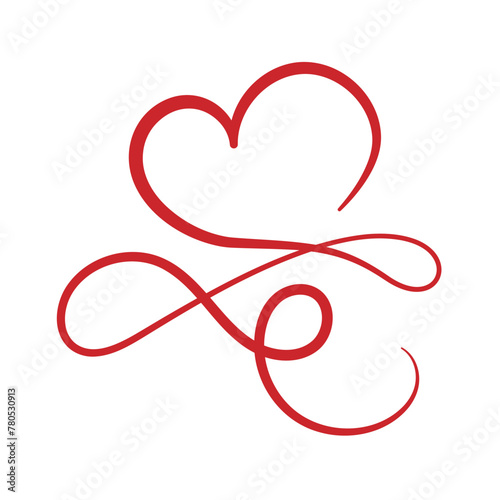 Calligraphy Red Double Heart