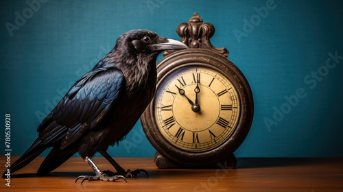black raven and clock. hour of death © mimadeo