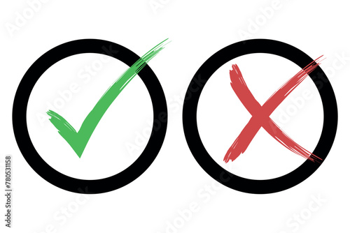 Check And Cross Paint Stroke With Black Circles