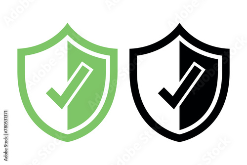 Check Mark Shield Half Glyph Black And Green