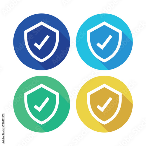 Check Mark White Shield Circles Set