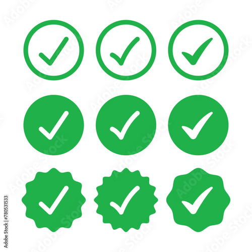 Check Marks Circles And Award Star Shapes