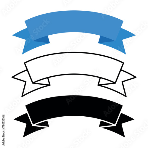 Curved Banner Flat Glyph Outline