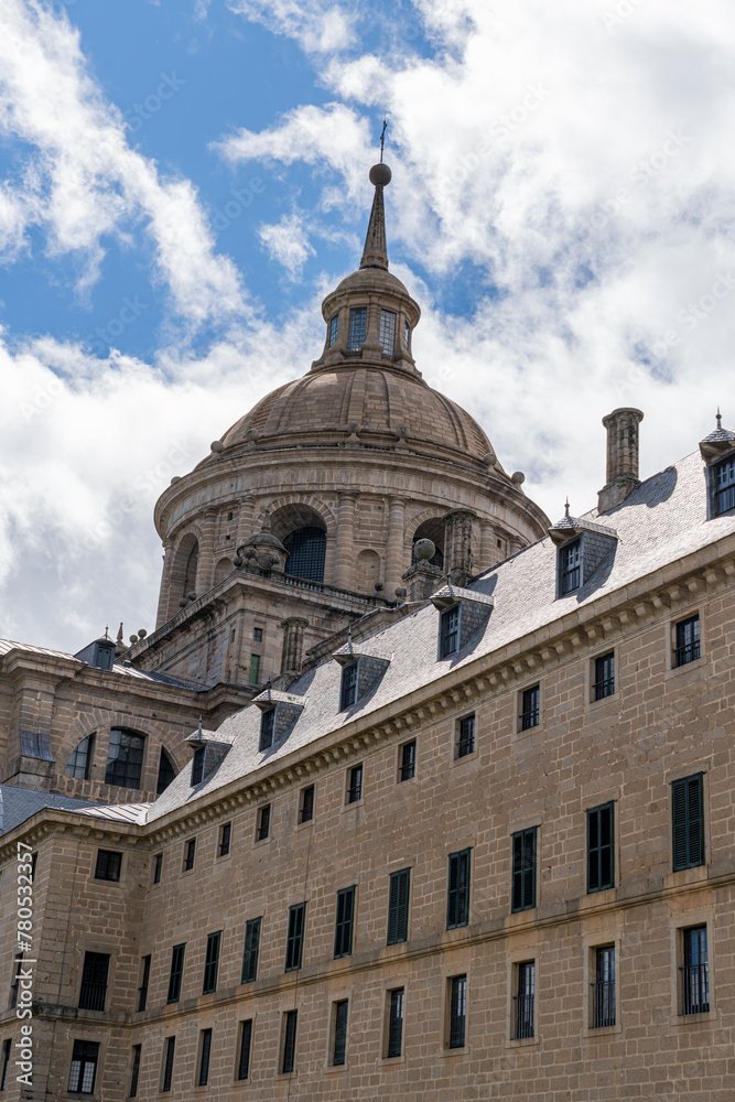Sculpted Dome of El Escorial Monastery Against the Sky