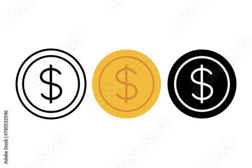 Dollar Coin Glyph Flat Outline