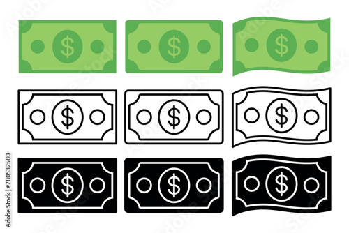 Dollar Notes Flat Outline Glyph