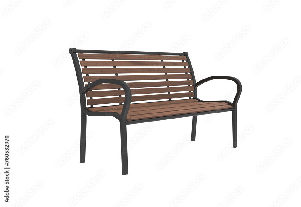 garden bench angle view without shadow 3d render