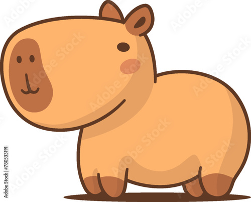 Cute kawaii capybara cartoon illustration isolated on white (ID: 780533191)