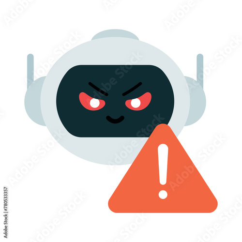 Evil AI Robot with Warning