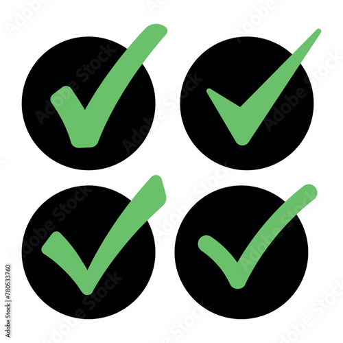 Four Check Marks In Dark Circles