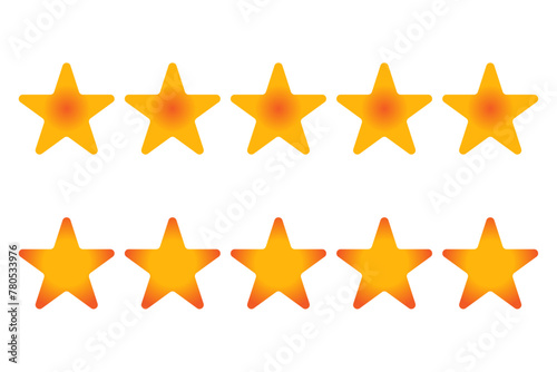 Five star rating badge, review rating, customer feedback.