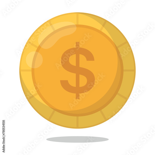 Gold Coin Flat With Shadow